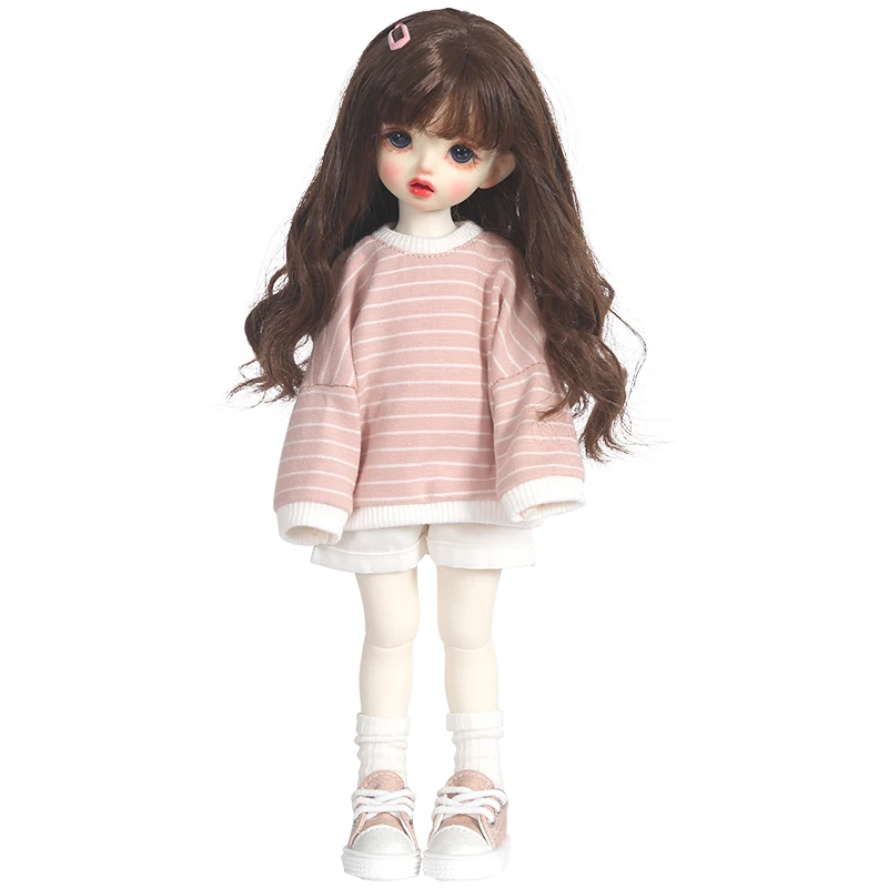 شاومي Monst BJD 6 نقاط ملابس الطفل قوس قزح شريط سترة طويلة الأكمام أعلى 1 / 6 yosd ملابس الطفل كبيرة 6 نقاط