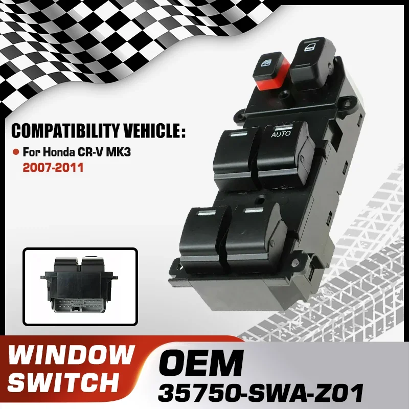 

RHD Car Power Master Window Switch Lifter Button For Honda CR-V MK3 2007 2008 2009 2010 2011 35750-SWA-Z01 22 Pins accessories