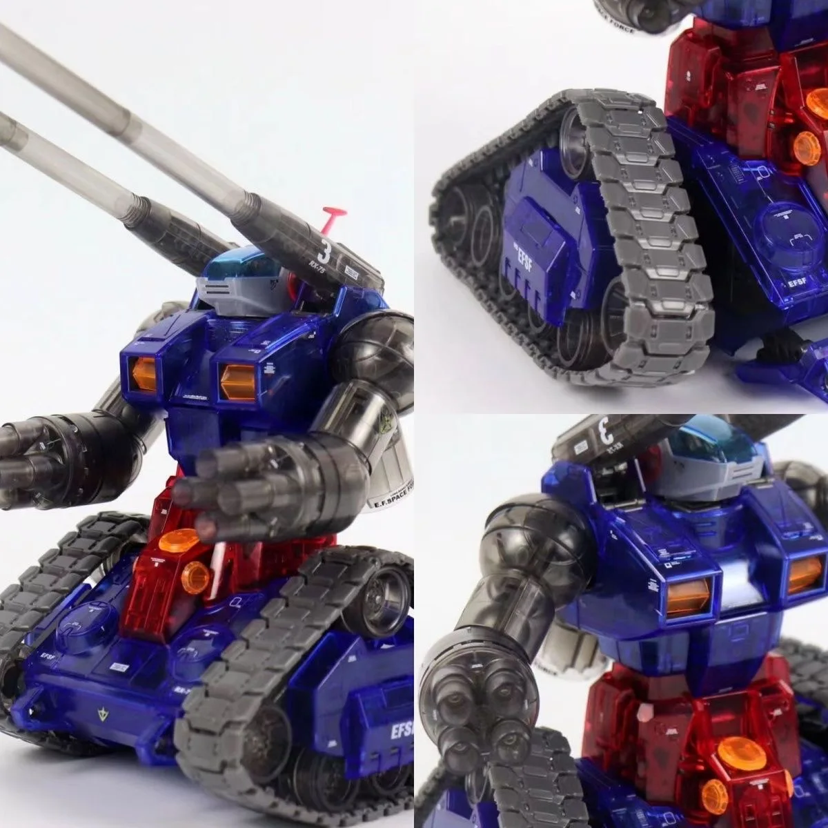 재고 있음 GANGTIE 모델 건탱크 RX-75 MG 1/100 클리어 컬러 버전 조립 모델 키트 액션 피규어 장난감 플라스틱 로봇 선물