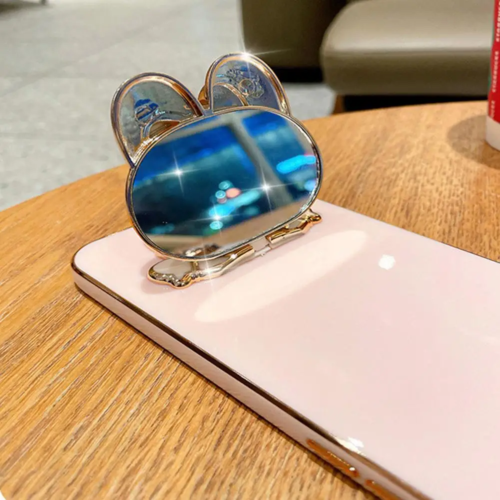 3D Cute Bunny Phone Stand Hidden Foldable Creative Finger Holder 3D Mirror Phone Holder Stand For Cell Phone Accessories