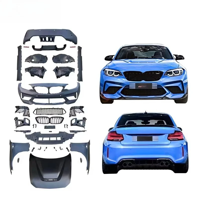 

For 2014-2020 2 Series F22 Upgrade Wide M2C Bodykit Front Rear Bumper Grille Fender Side Skirt Diffuser CS Aluminum Hood