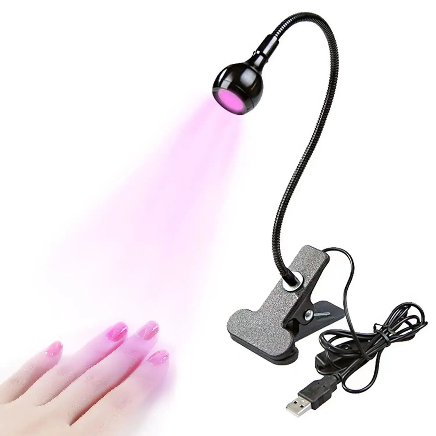 Purple Nail Lamp Fluorescent Detection Lamp USB Fixed Clip UV 3W Curing Lamp Green Oil Shadowless Droplet Adhesive Lamp 395nm