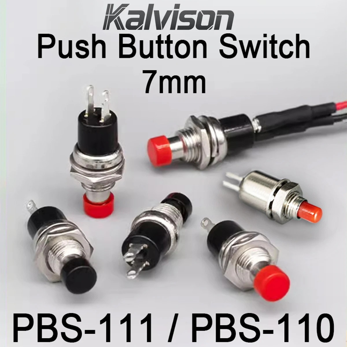 5PCS Mini Momentary Push Button SPST Normally Open PBS-110 ON/Off 1NC Latching 7MM Round Button Switch for Model Railway Hobby