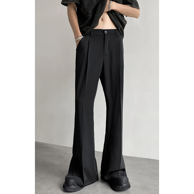 Brown Suit Pants Men Slim Fashion Social Mens Dress Pants Korean Loose Casual Flared Pants Mens Office Formal Trousers M-2XL