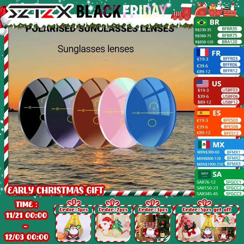 SZTZX Progressive Multifocal Prescription Polarized Sunglasses Lens 1.56 1.61 1.67 1.74  CR39 Resin Aspheric Anti-Glare Lenses