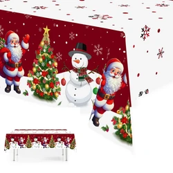 Merry Christmas Disposable Plastic Tablecloth Christmas Decorations for Home 2025 Table Cover Navidad Noel New Year Gifts Dining