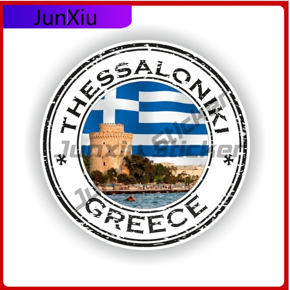 

Thessaloniki Greece Seal Sticker Round Flag Cool Vinyl Decal Waterproof Car Decor for Camper Accessories Anti Scratch