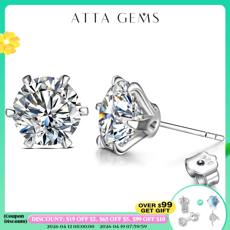 

New Arrival 3.0 Carat Moissanite Gemstone Stud Earrings for Women Solid 925 Sterling Silver D color Solitaire Fine Jewelry
