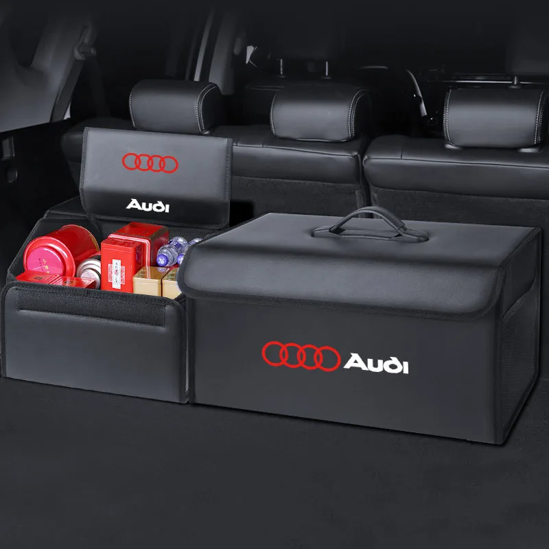 Car Trunk Storage Bag Auto leather Organizer Box Accessories For Audi Sline C6 B9 B6 A1 A2 A3 A4 A5 A6 Q3 Q4 Q5 Q6 Q7 Q8 S5 B8