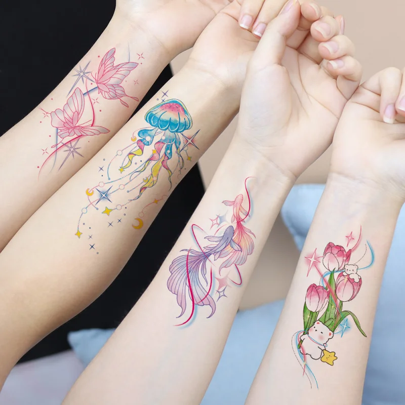 

New2Zhang Xiao Fresh Style Tattoo Stickers Sweet Cool Girl Waterproof Long-lasting Butterfly Wrist Sexy Tattoo Stickers