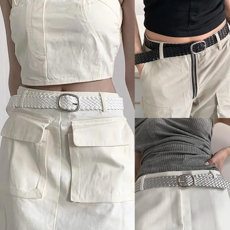 

652F Waist Belt Chain Idol Costume Belt for Wrap Dress Halter Dress Braided Belt for Suit Mini Skirt Jeans Body Accessories