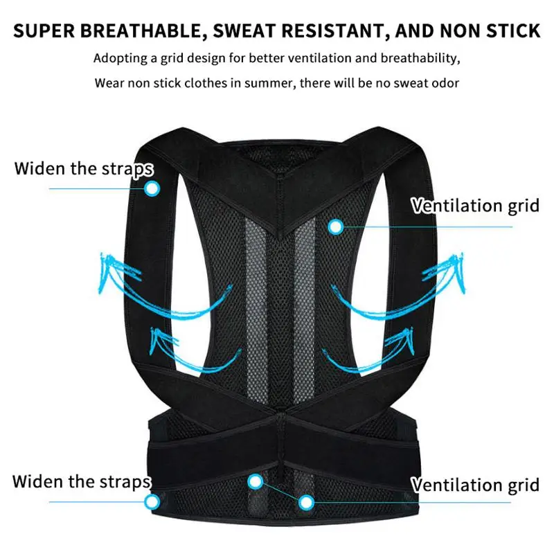 1Pc Adjustable Back Posture Corrector For Men And Women Comfortable Daily Wear Back Support Brace For Upper Back Straightening+~