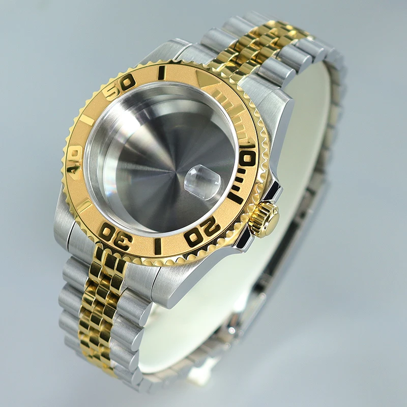 

40MM Watch Case NH35 Watch Accessories For Seiko NH35 NH36 8215 2824 Movement Sapphire Glass Silver Gold Jubilee Bracelet YACHT