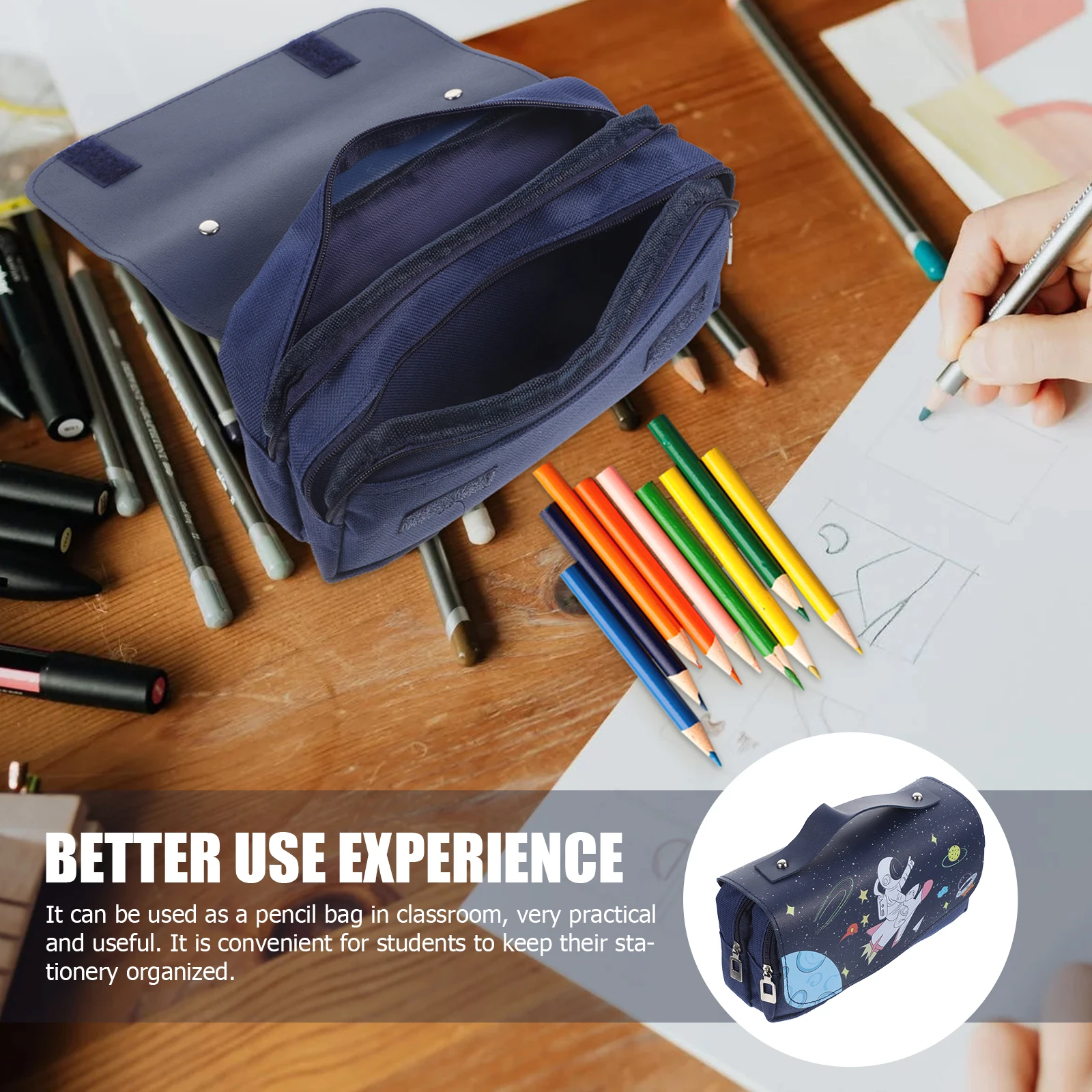 

Pencil Case Bag for School Bags Oxford Cloth Portable Pouch Travel Stationery