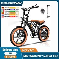 COLORWAY Electric Bikes,20'' Off-Road EBike with 4.0 Fat Tire,250W Motor and 48V 15Ah Battery, 7-Speed City Bike, Pedal assist