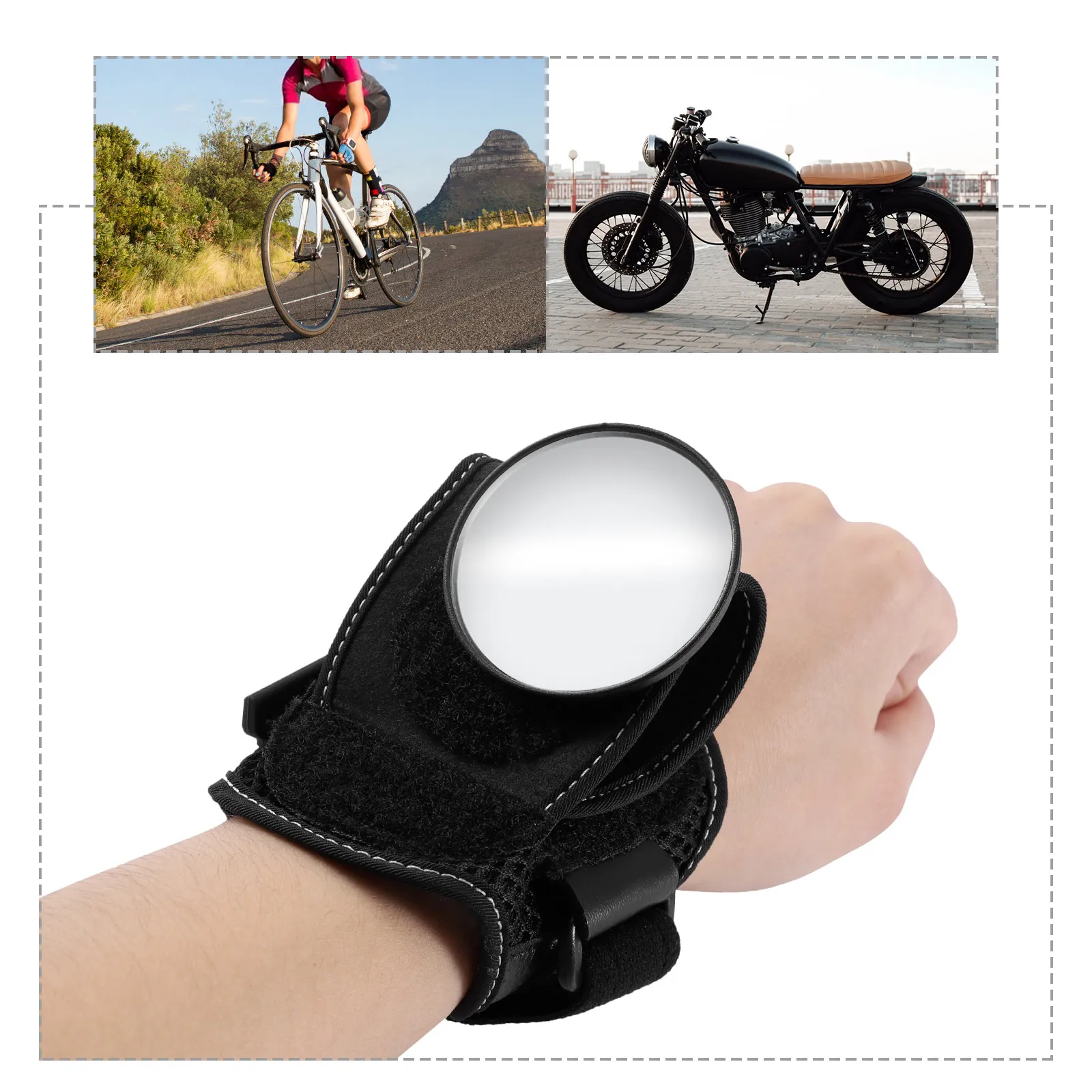 

Bicycle Mirrors Bicycle Wrist Mirror Rearview Wristband Motorbike Handlebar Reflector Wristband Mirror Riding Equipment