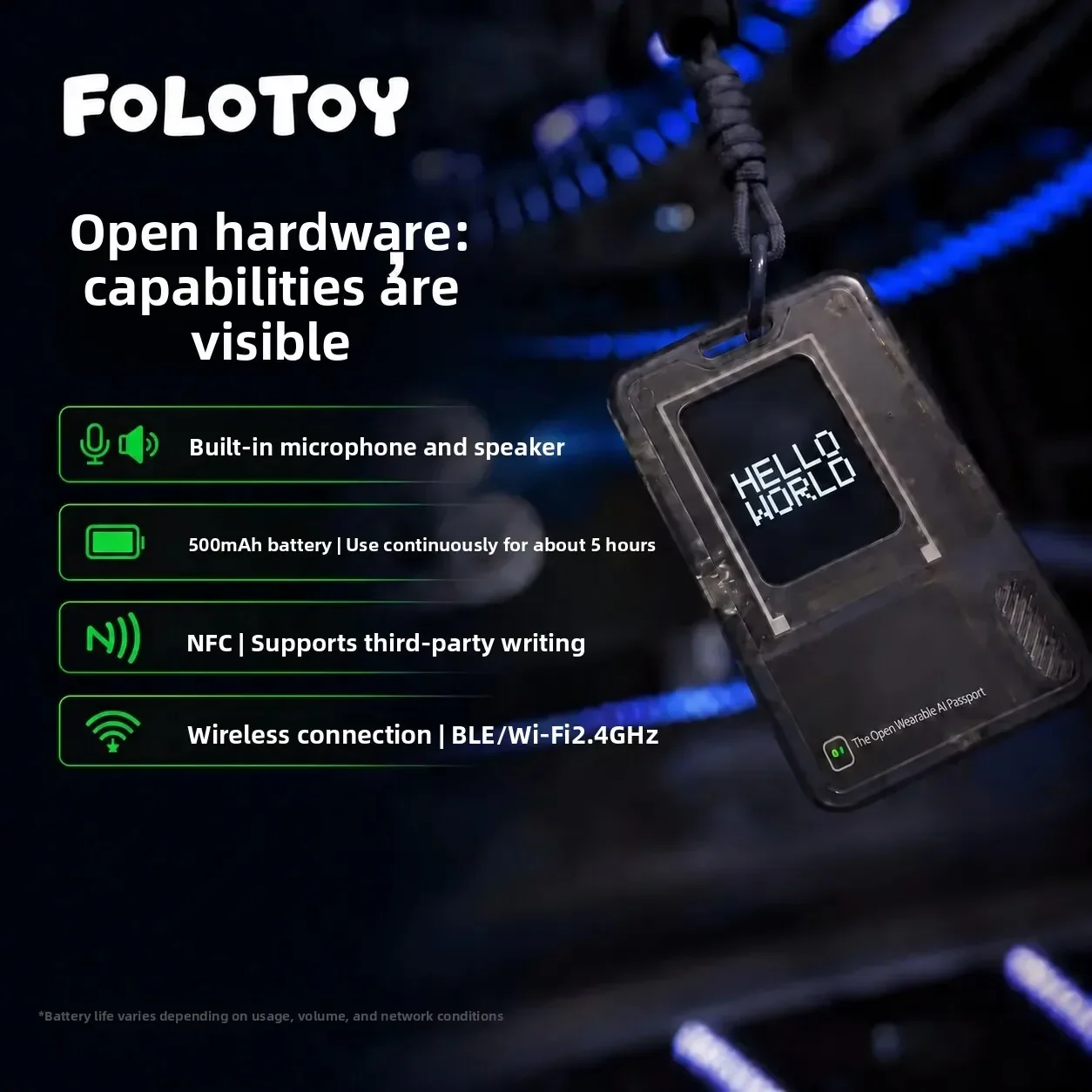 FoloToy AI PASSPORT DIY Kit 50g Lightweight 8.5mm Thin Built-in Speaker Microphone Electronic Pass Color Screen Tomato Timer