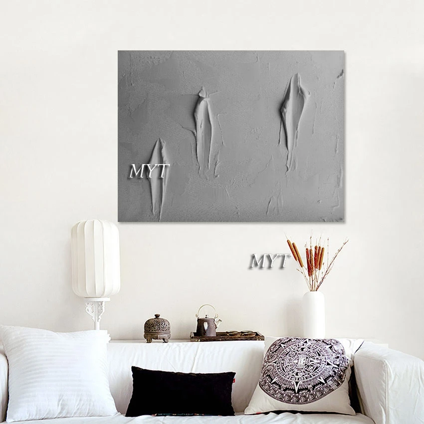 Hand-painted Palette Knife Canva Art Simple Grey Style Abstract Texture Oil Painting Home Decoration Living Room Wall Picture