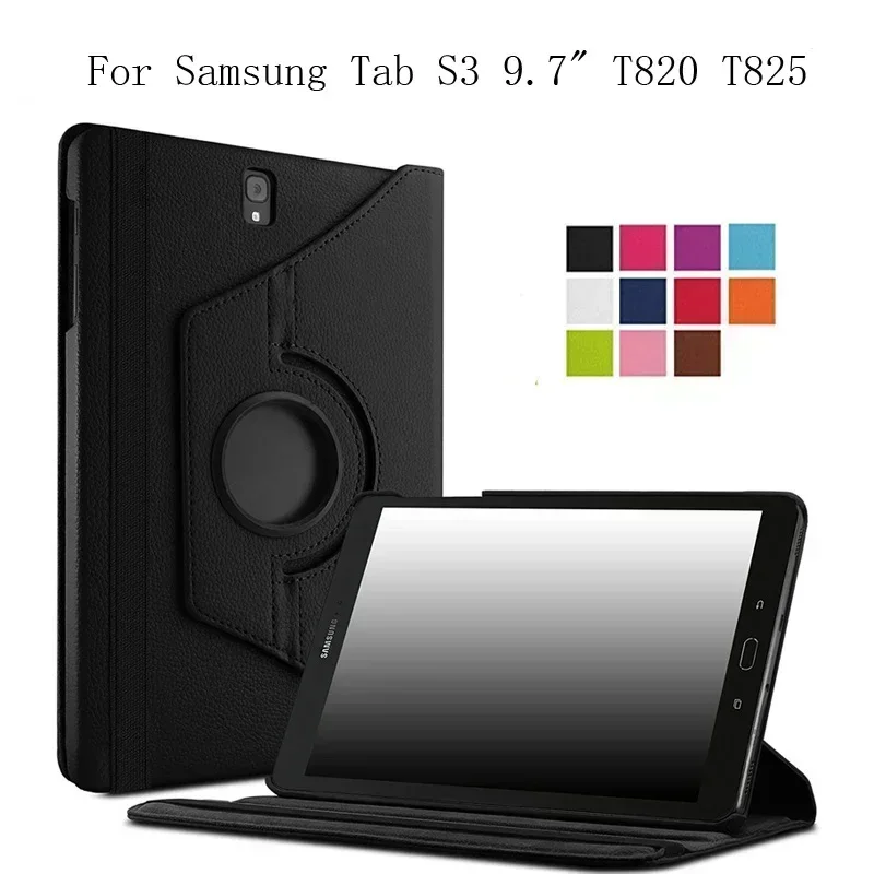 Voor Samsung Galaxy Tab S3 9.7 SM-T820 SM-T825 T829 Tablet Case 360 Roterende Opvouwbare Stand Beugel Flip Lederen Beschermhoes