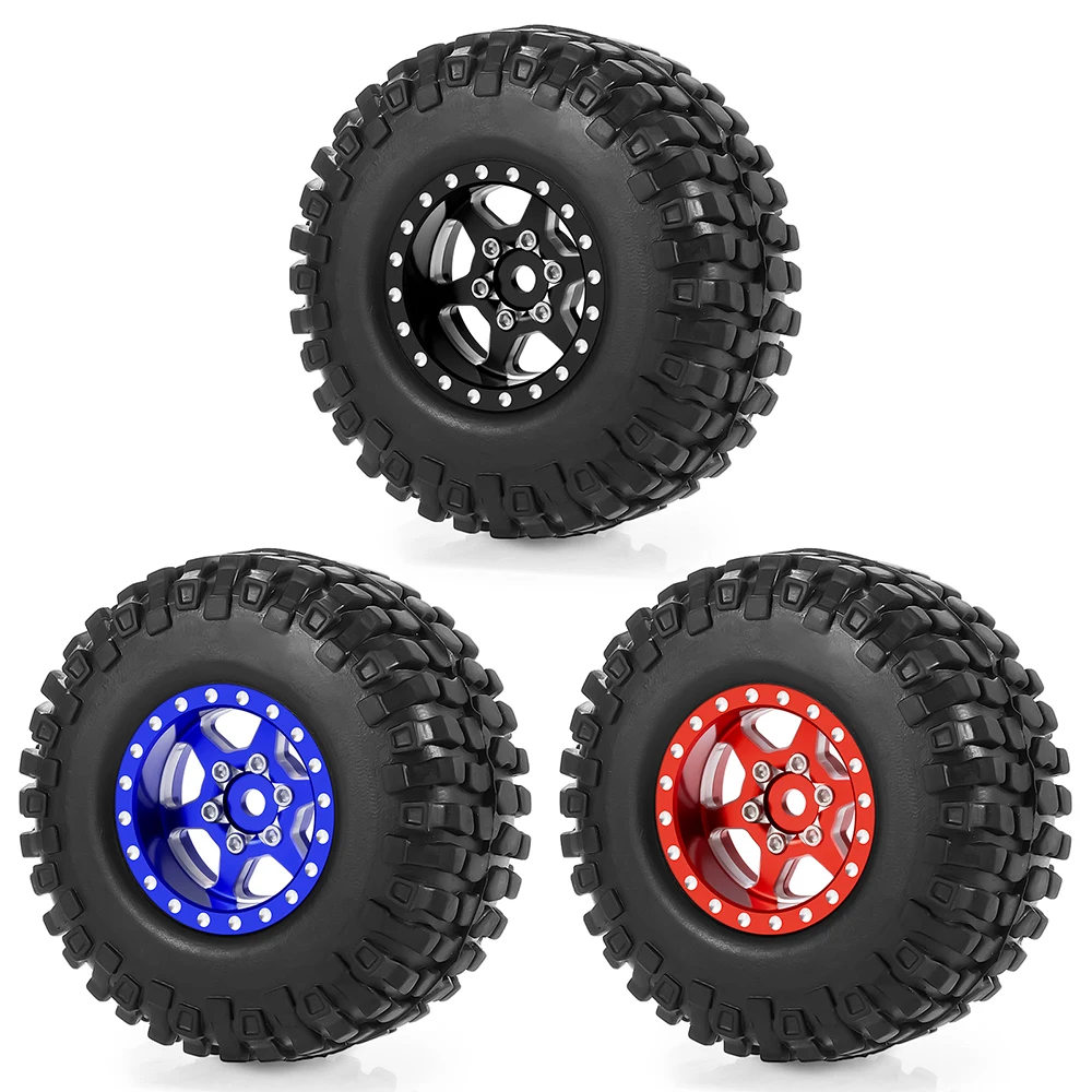 MIBIDAO 4 szt. 54mm Gumowe Opony Koła z Beadlockiem Obręcze Piasty do Axial SCX24 1/24 RC Crawler Części Zamienne Tuningowe