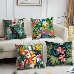 Fashion Tropical Jungle flowers plants Comfortable soft Pillow Case for Sofa Living Room Home office Decor and Protective Covers