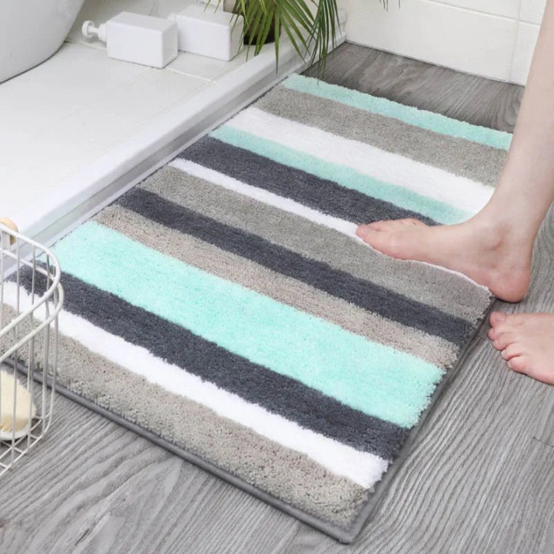 

Simple Nordic Stripe Bath Mat Absorbent Water Entrance Doormat Soft Bathroom Rugs Non-Slip Floor Carpet Kitchen Area Rug Home