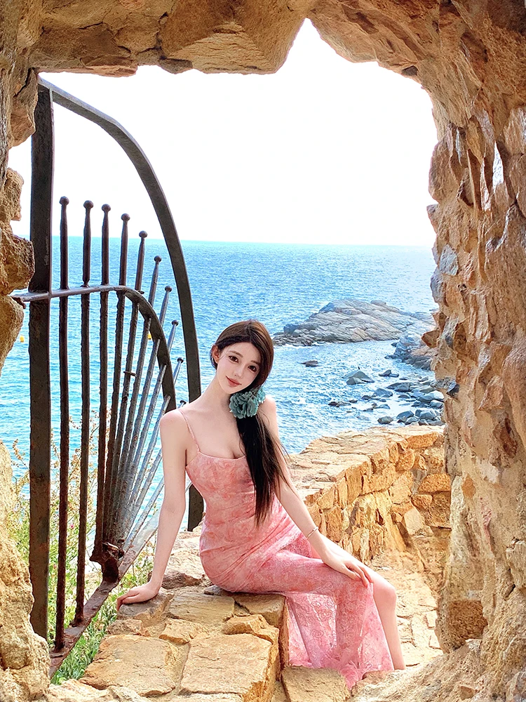 

Chill er Special Rose adient кружевное утягивающее платье с длинными разрезами на бретельках Pure Desire Sle летнее повседневное женское платье