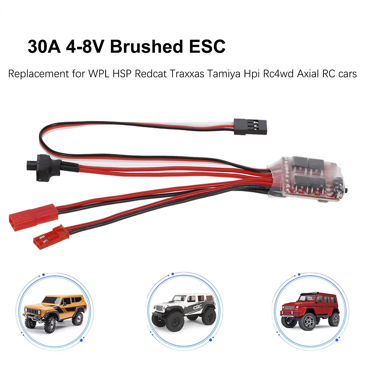 Mini RC Car 30A Brushed ESC Forward Reverse Brake Dual Way Motor Speed Controller for 1/16 1/18 1/24 Car Boat Tank