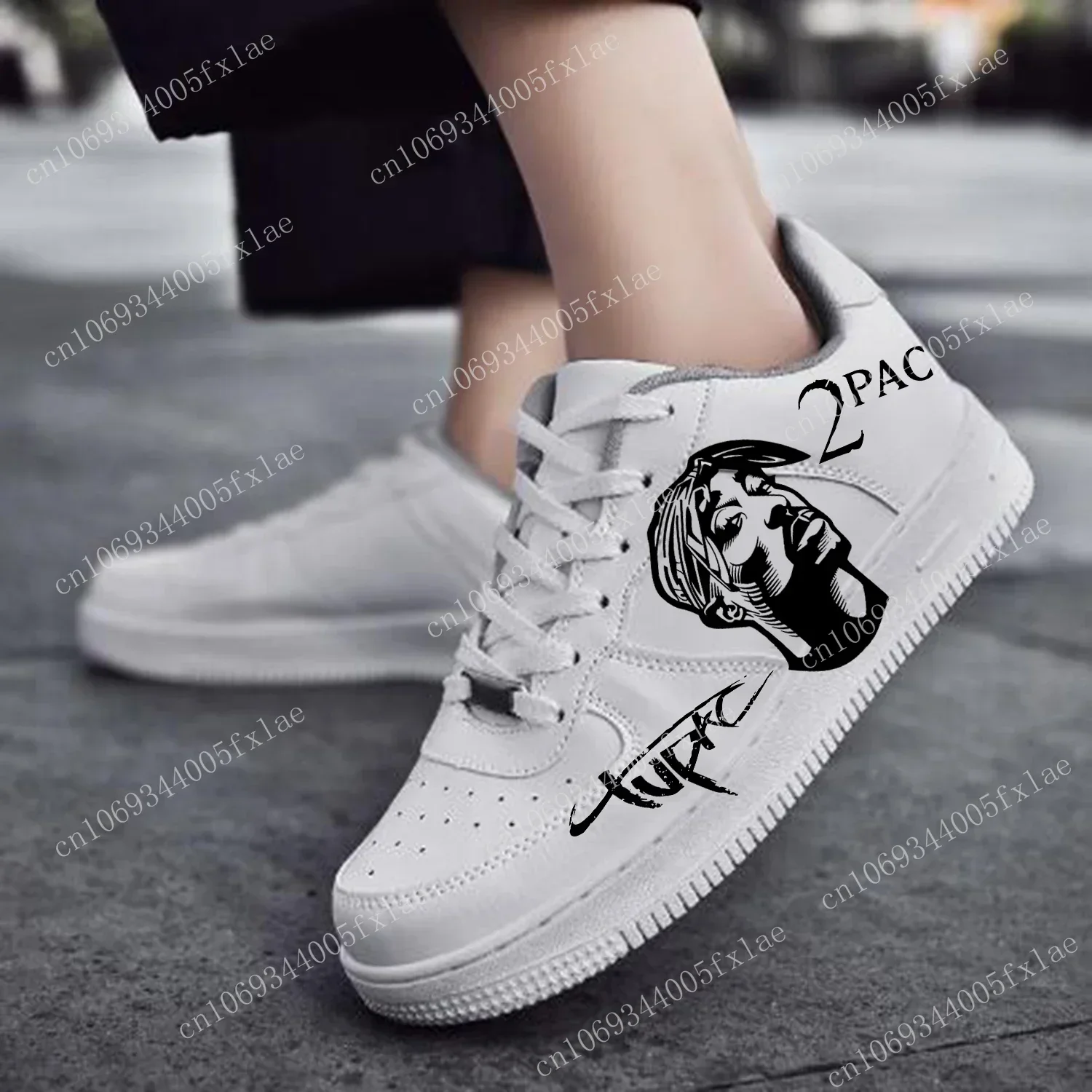 2pac Rapper Tupac Af Basketball Herren Damen Sport Laufen hochwertige Flats Force Sneakers Schnürung Mesh maßge schneiderte Schuh