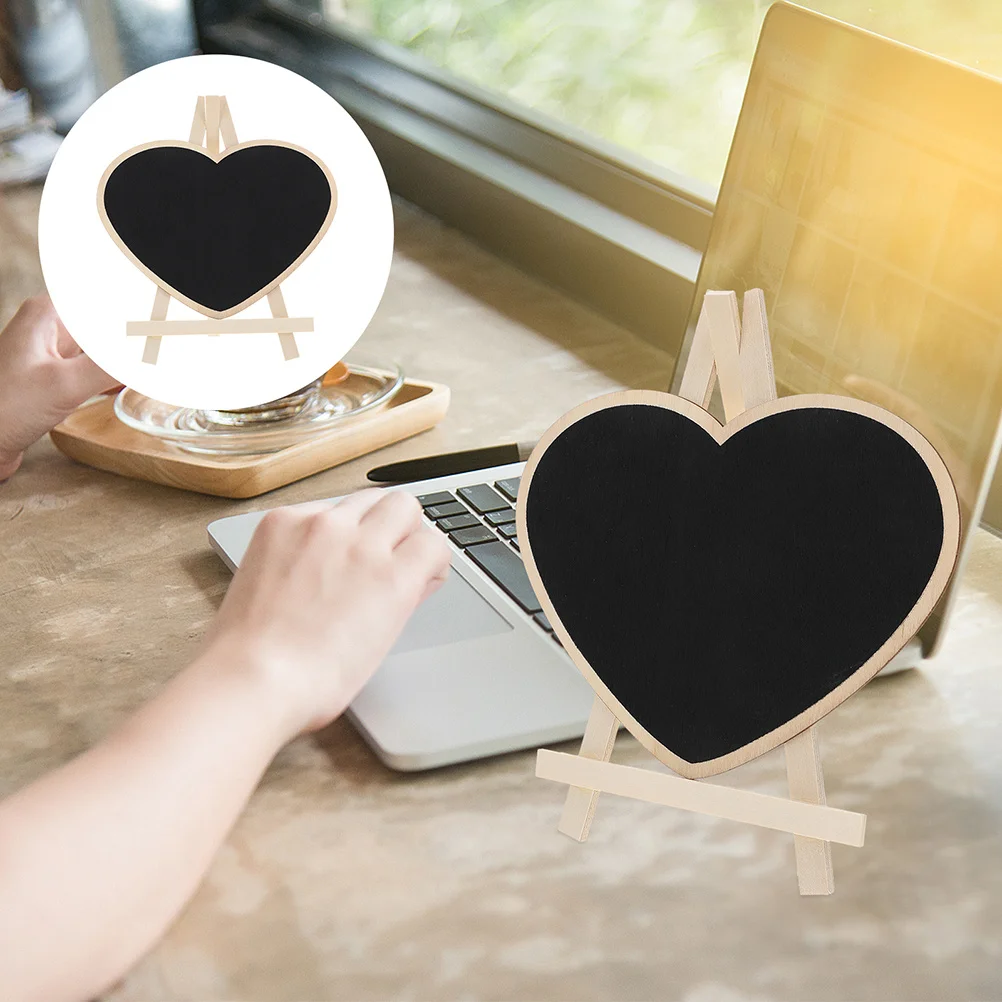 Pizarra pequeña de pie en forma de corazón, tablero de mensajes de escritorio, Mini carteles de pizarra para decoración de mesa de Bar en casa, 2 uds.