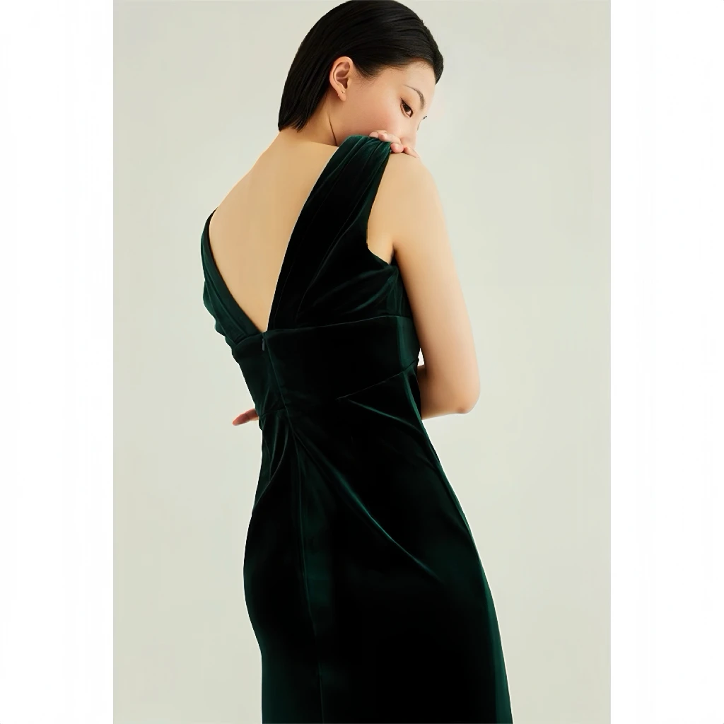 Sexy Cocktailkleider mit V-Ausschnitt, Weste, Meerjungfrau, ärmellos, Braut-Toast, Hochzeitsgast-Kleider, langes Maxi-Abend-Partykleid für Frauen