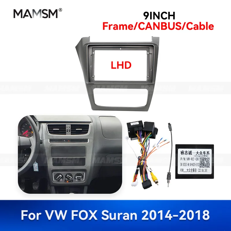 MAMSM Radio para Auto Android de 9 Pulgadas para VW FOX Suran 2014-2018, Marco Estéreo, GPS, MP4, Arnés de Cableado Multimedia, Kit de Caja Canbus