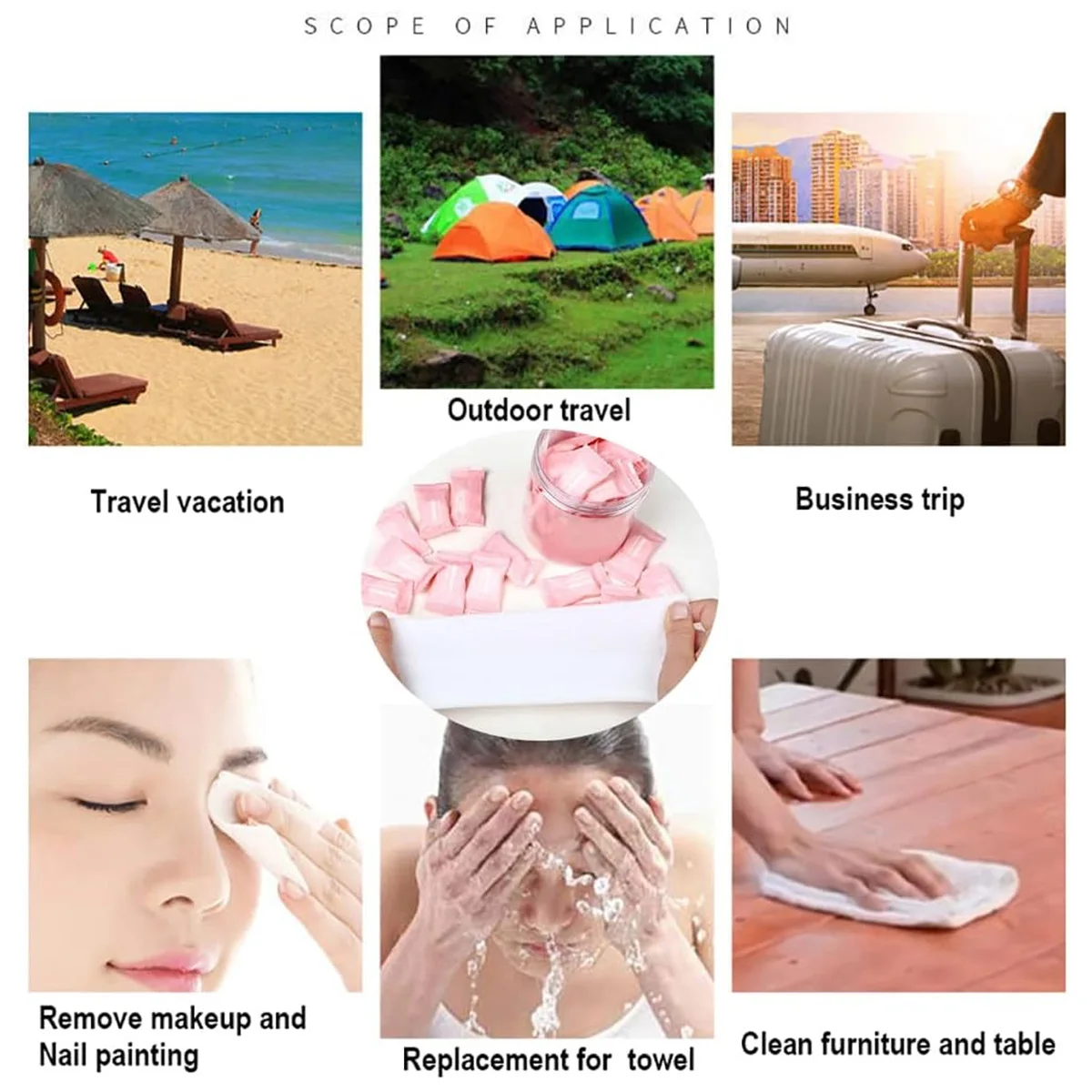 ورقة منشفة مضغوطة منشفة يمكن التخلص منها منشفة الوجه المحمولة المضغوطة ماصة منشفة الوجه مناسبة للسفر والجمال المنزلي