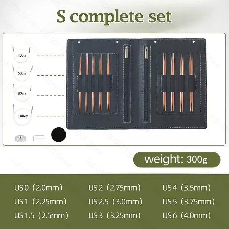 QVCBF Double-Ended Knitting Needles Set – Detachable Circular Needles Made of Solid Copper – Premium Weaving Tools