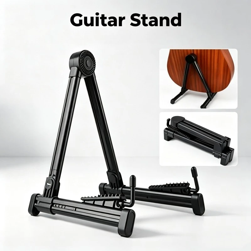 Foldable Adjustable Universal Guitar Stand, ABS Silicone Holder for Acoustic/Electric Guitar Ukulele Violin Banjo