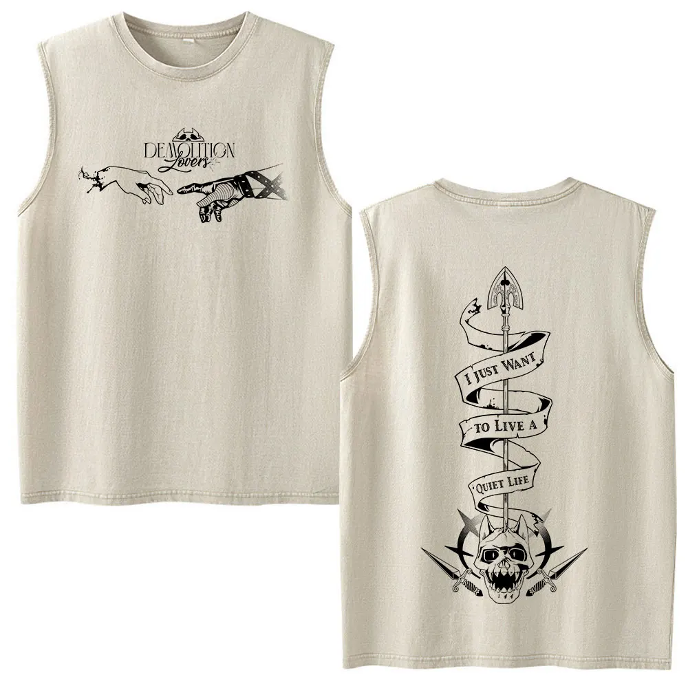 Anime Jojo Bizarre Adventure Kira Yoshikage Killer Queen Vintage Washed Tank Tops Men's Women Clothing Sleeveless Vest T-shirts view 6