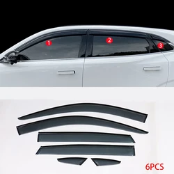 Car Accessories For Changan UNIK 2021-2023 ABS black waterproof Door Window Visor Vent Shades Sun Rain Guard 6PCS