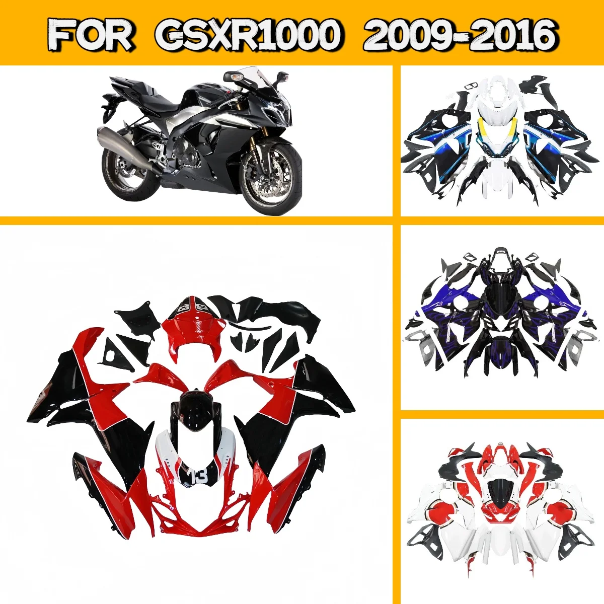 Hot Style Fairings 2009-2016 GSXR 1000 Painted ABS Fairing Bodywork Cowl Kit for 09-16 Suzuki GSXR1000 Customize Paint