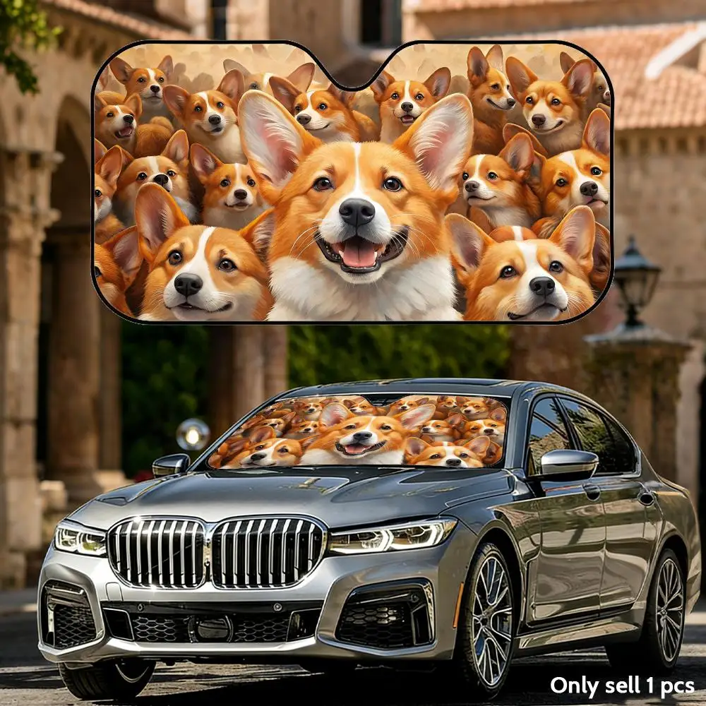

Corgi Dogs Print Sun Visor Foldable Universal Car Windshield Sun Shade UV Protection Heat Insulation Foldable Cover