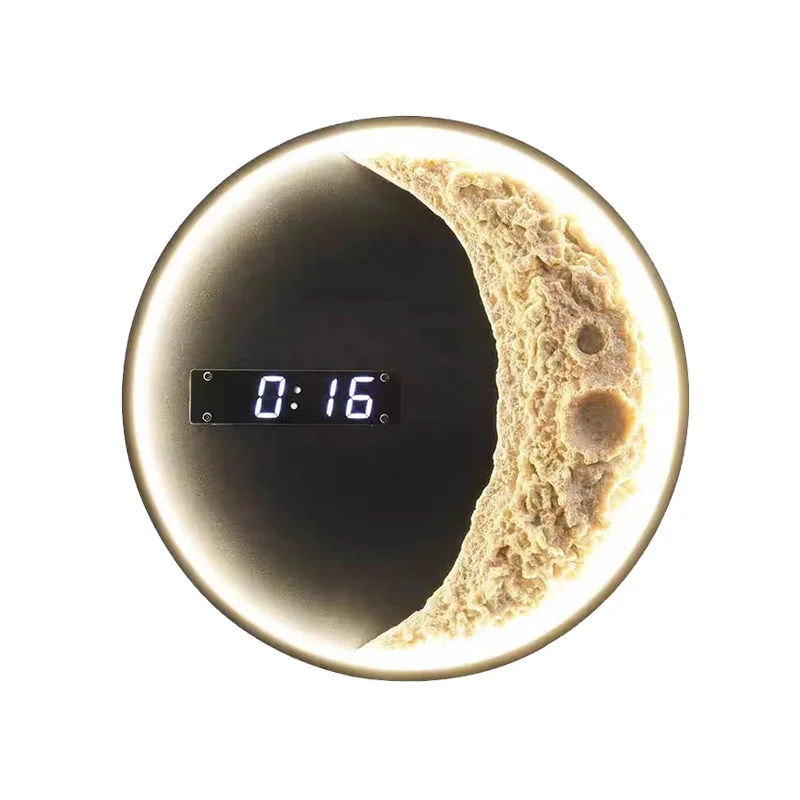 

Creative Clock Decoration Moon Atmosphere Dual Purpose Design Sense Background Wall Moon Wall Light