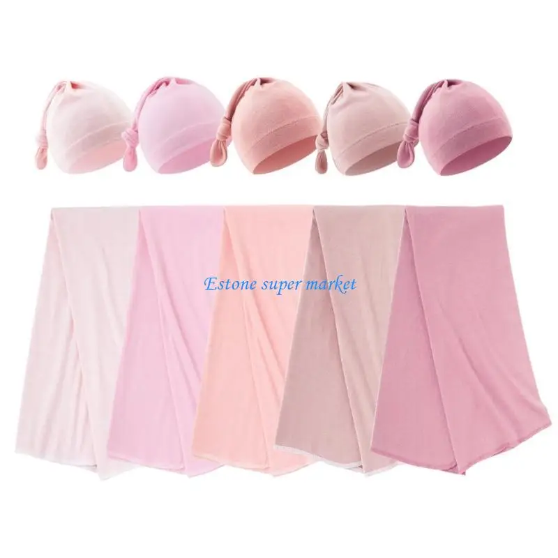 

090B Bath Towel Blanket Caps for Toddlers Newborns 0-2 Months Strong Absorbent Swaddles Wrap and Hat Baby Quilt Blanket
