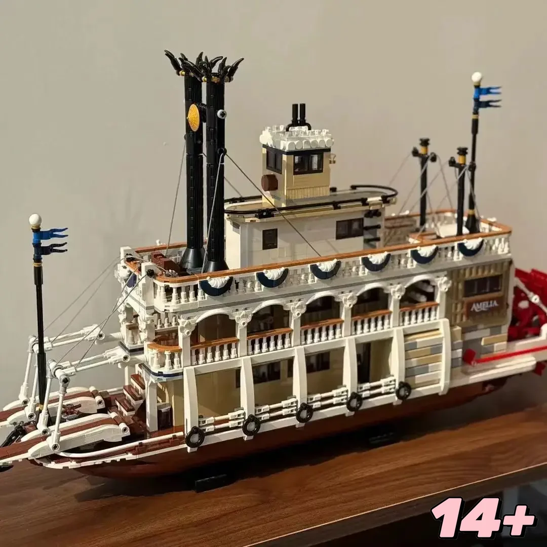 

In Stock MOC River Steamboat Building Blocks Kit Compatible 21356 Bricks Children Toys For Boys Girls Birthday Gifts For Adult