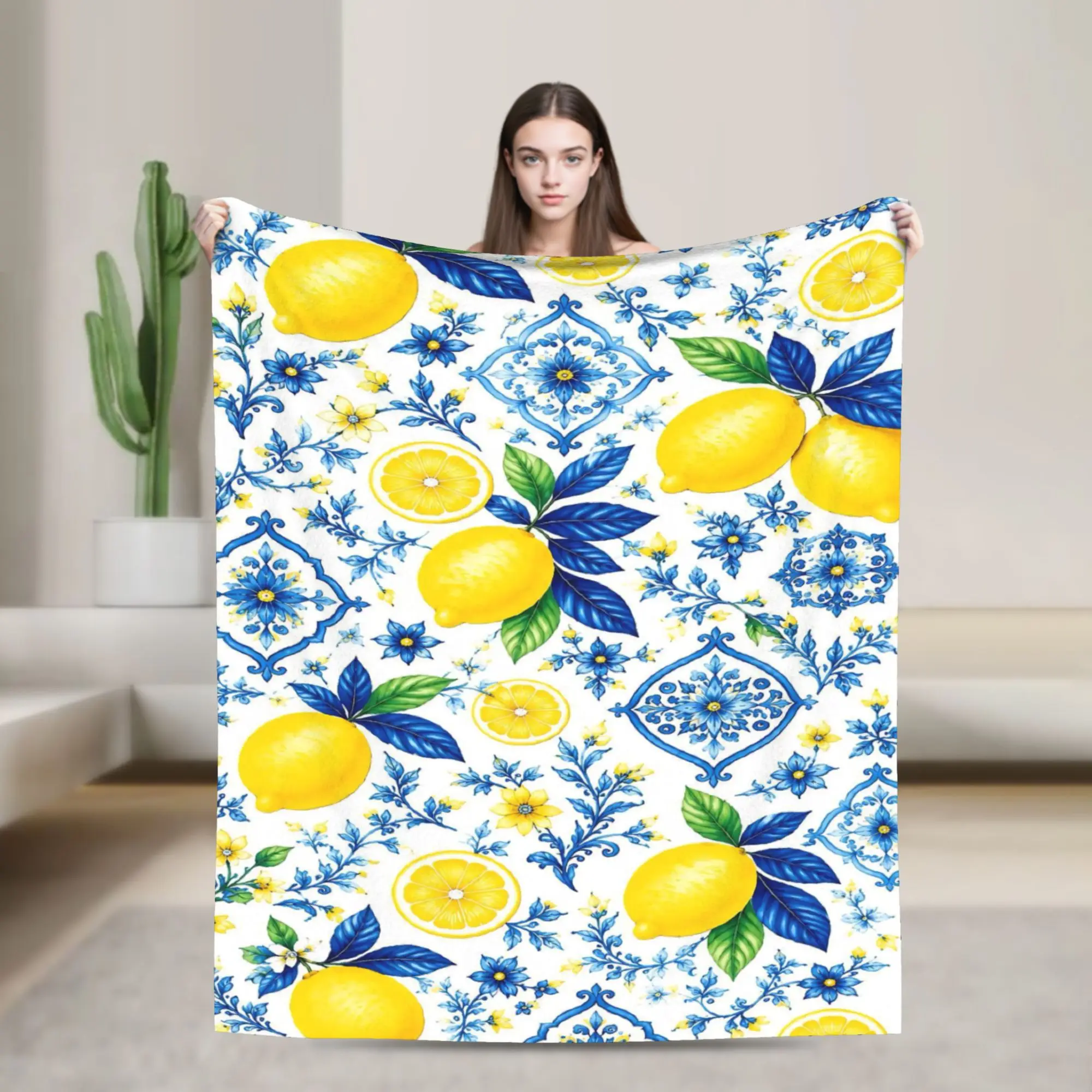 Comfort Lemon Sicily Rectangle Blanket Accessories Room Decorative  Blanket Throw Lightweight Thin Fleece for Couch