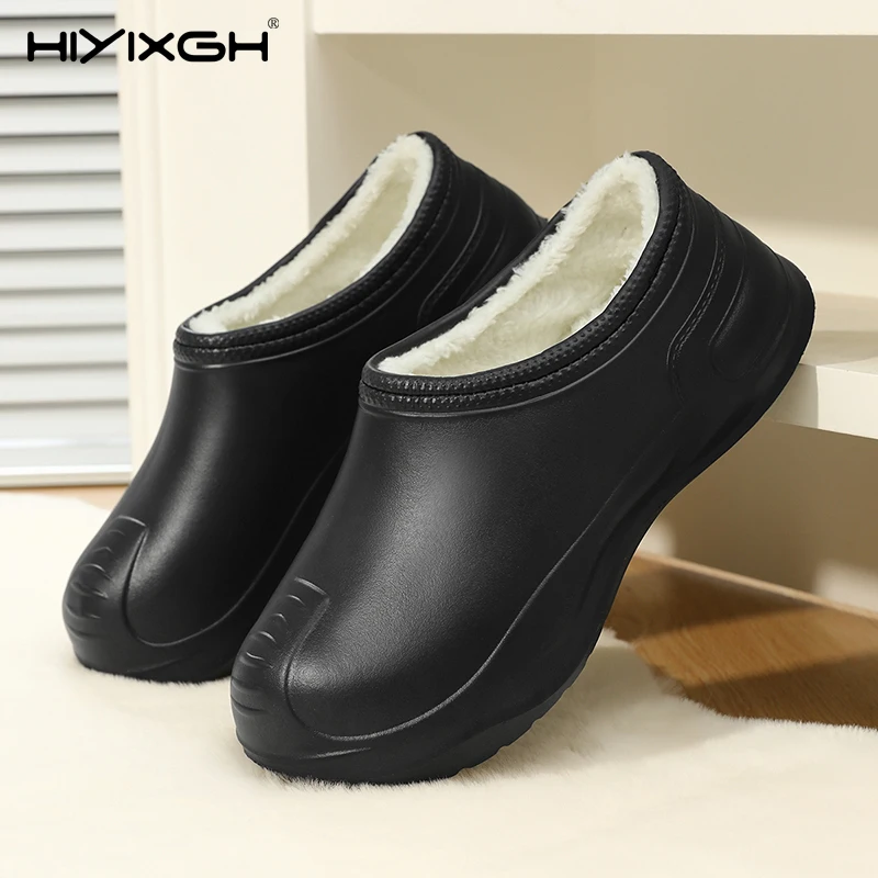 

Новые зимние мужские теплые тапочки, хлопковые тапочки, уличная домашняя теплая обувь, непромокаемые ботинки, мужские парные домашние плюшевые тапочки для спальни