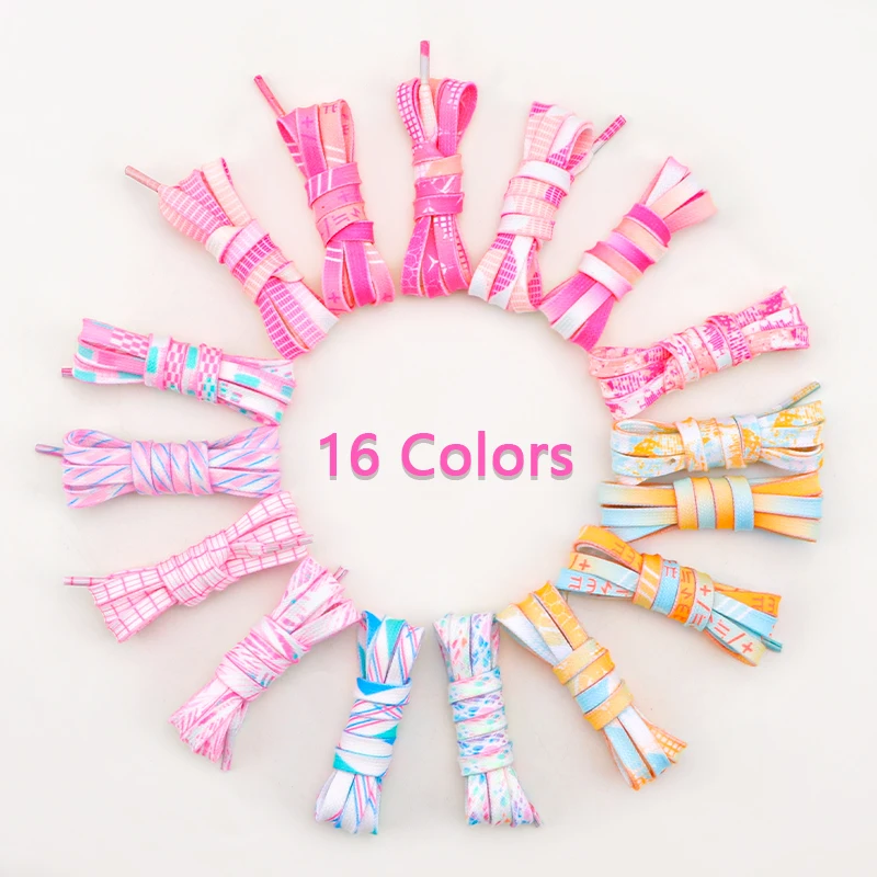 Flat Shoe Laces Colorful Gradient Rainbow Shoelaces for Sneakers Tie-dye Personalized Fashion Leisure Shoestring Unisex 1 Pair