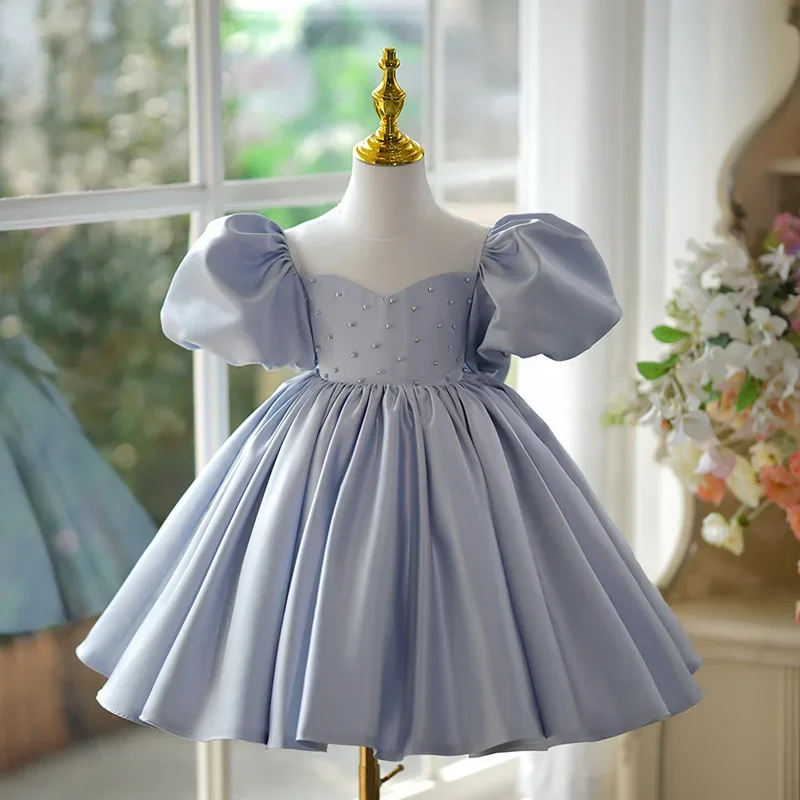 

Baby Girls Big Bow Dresses for Girls 2024 Solid Toddler Girls Birthday Party Princess Dress Summer Elegant Kids Formal Prom Gown