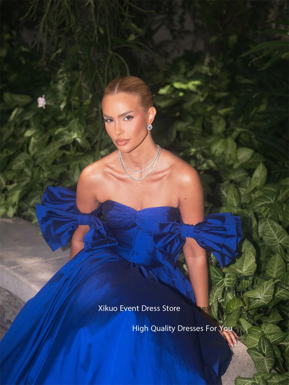 Xikuo Sweetheart A Line vestidos De noche azul real elegante Vestido De fiesta Elegante femenino Luxo Chic vestidos De fiesta personalizados