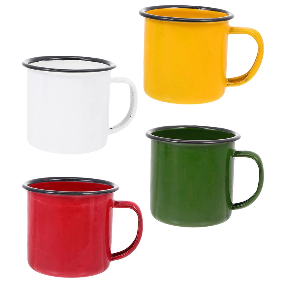 

4 Pcs Retro Enamel Mug Water Cup Coffee Camp Cups Espresso Tea Chinese Traditional Set Travel