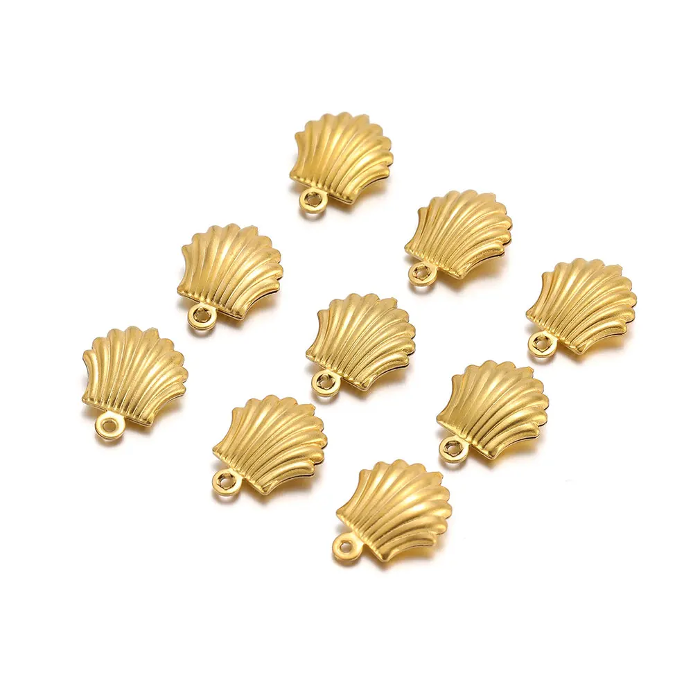 20Pcs Stainless Steel Summer Shell Hollow Charms Pendant for DIY Jewelry Making Necklaces Bracelets Accessories Wholesale