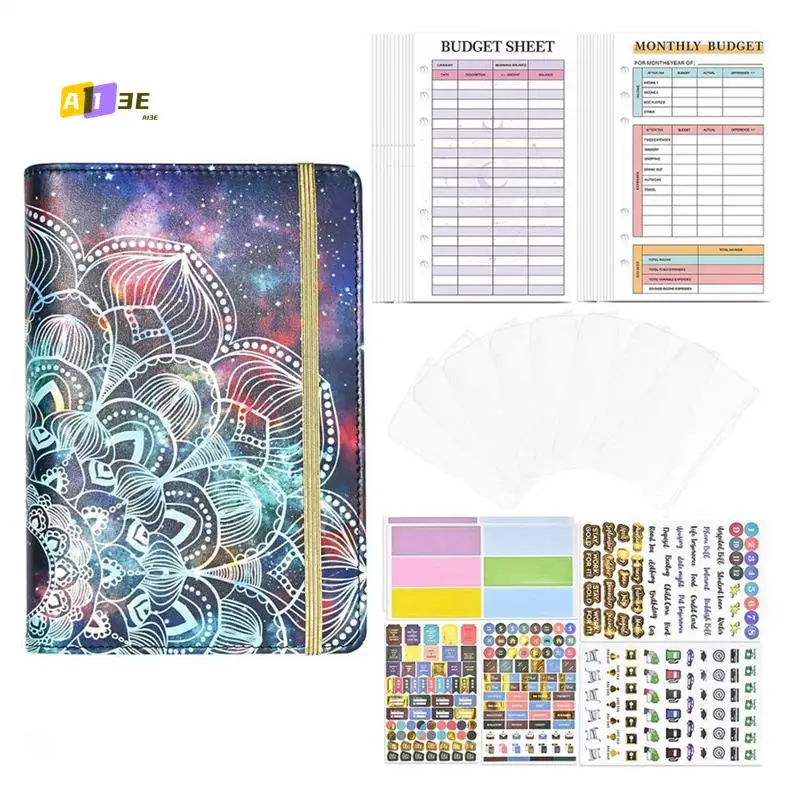 

A13E-1Set A6 Budget Binder, Budget Binder With Zipper Envelopes,Money Planner Folder, Money Organizer For Cash, A6 Binder Durabl